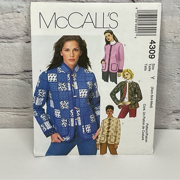 McCall's Sewing Pattern #4309 Jacket Women's Sizes XS-M Uncut Arts & Crafts - Picture 1 of 5